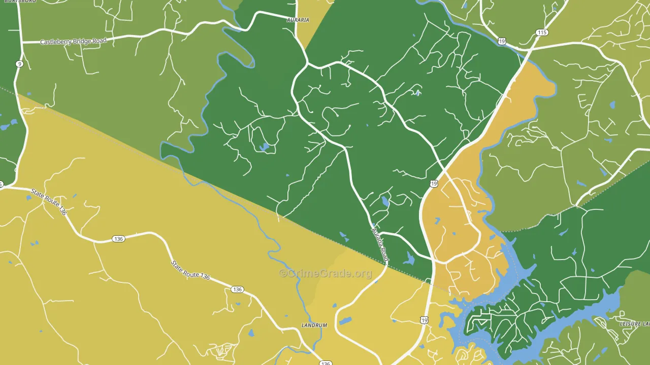 Landrum, GA Map of Drug-Related Crime Rates