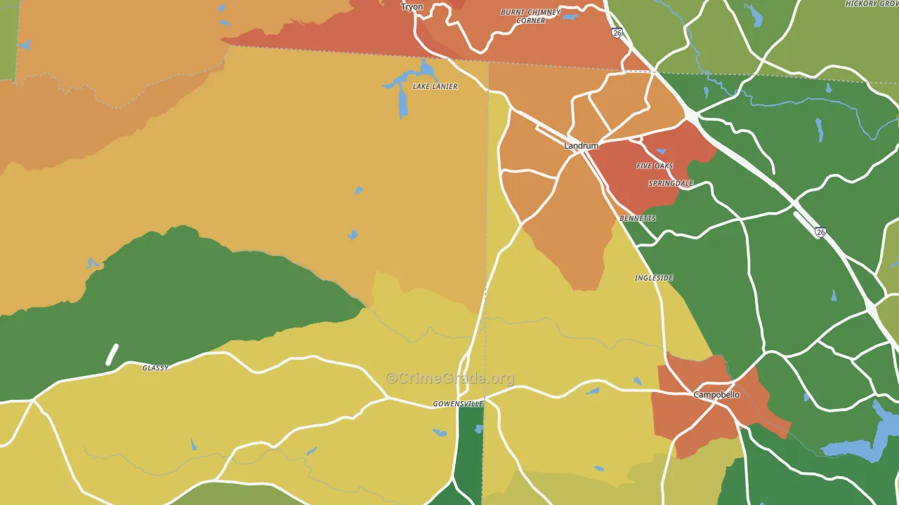 Landrum, SC Map of Drug-Related Crime Rates