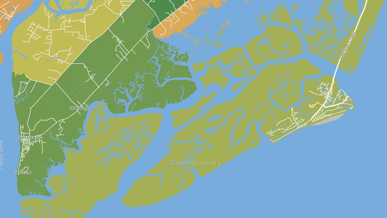 Lands End, SC Map of Drug-Related Crime Rates