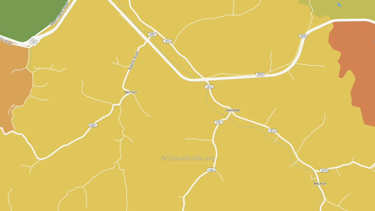 Landsaw, KY Map of Drug-Related Crime Rates