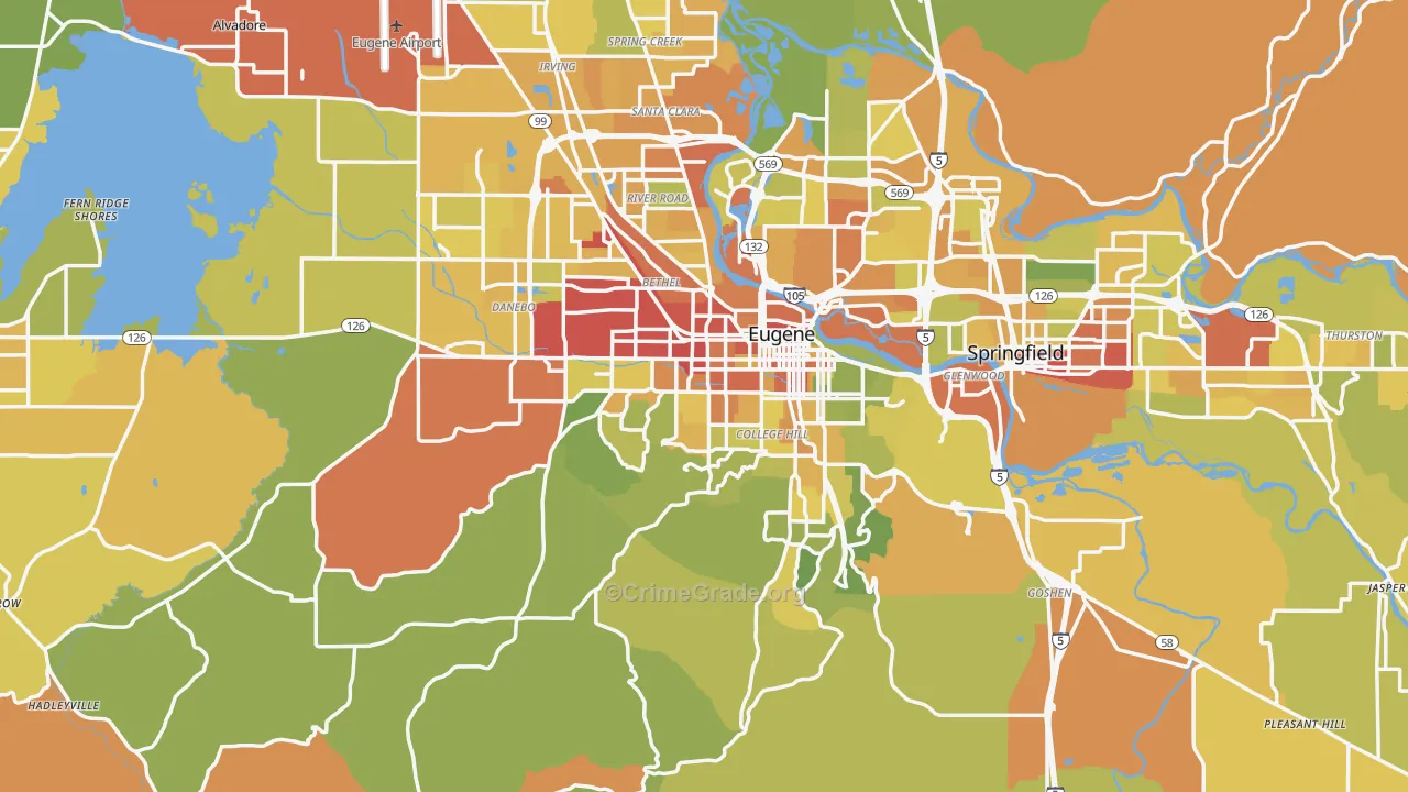 Lane County, OR Map of Drug-Related Crime Rates