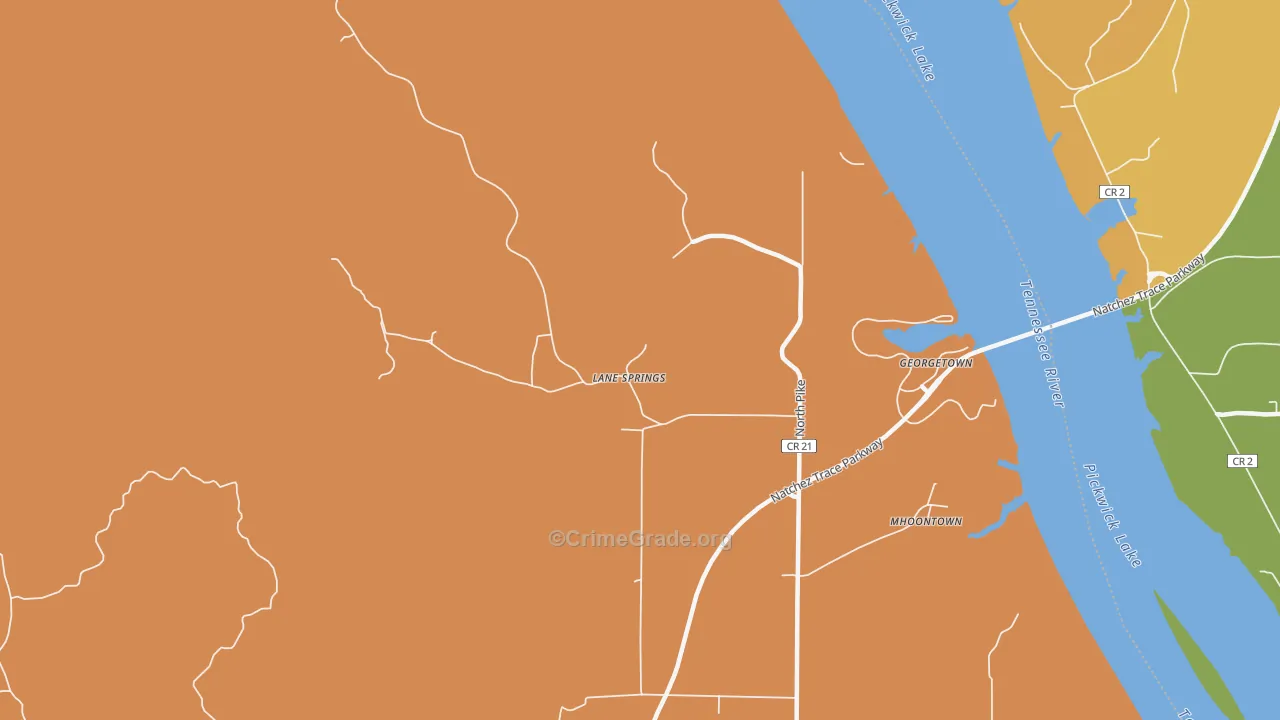 Lane Springs, AL Map of Drug-Related Crime Rates