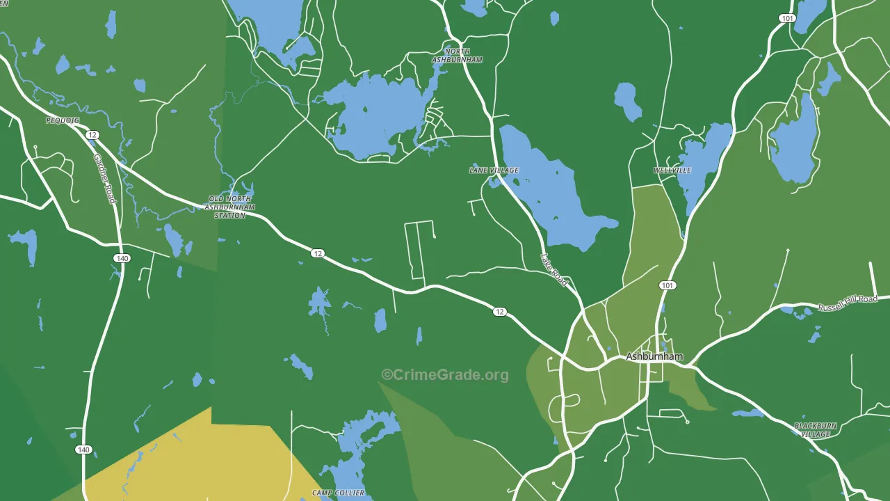 Lane Village, MA Map of Drug-Related Crime Rates