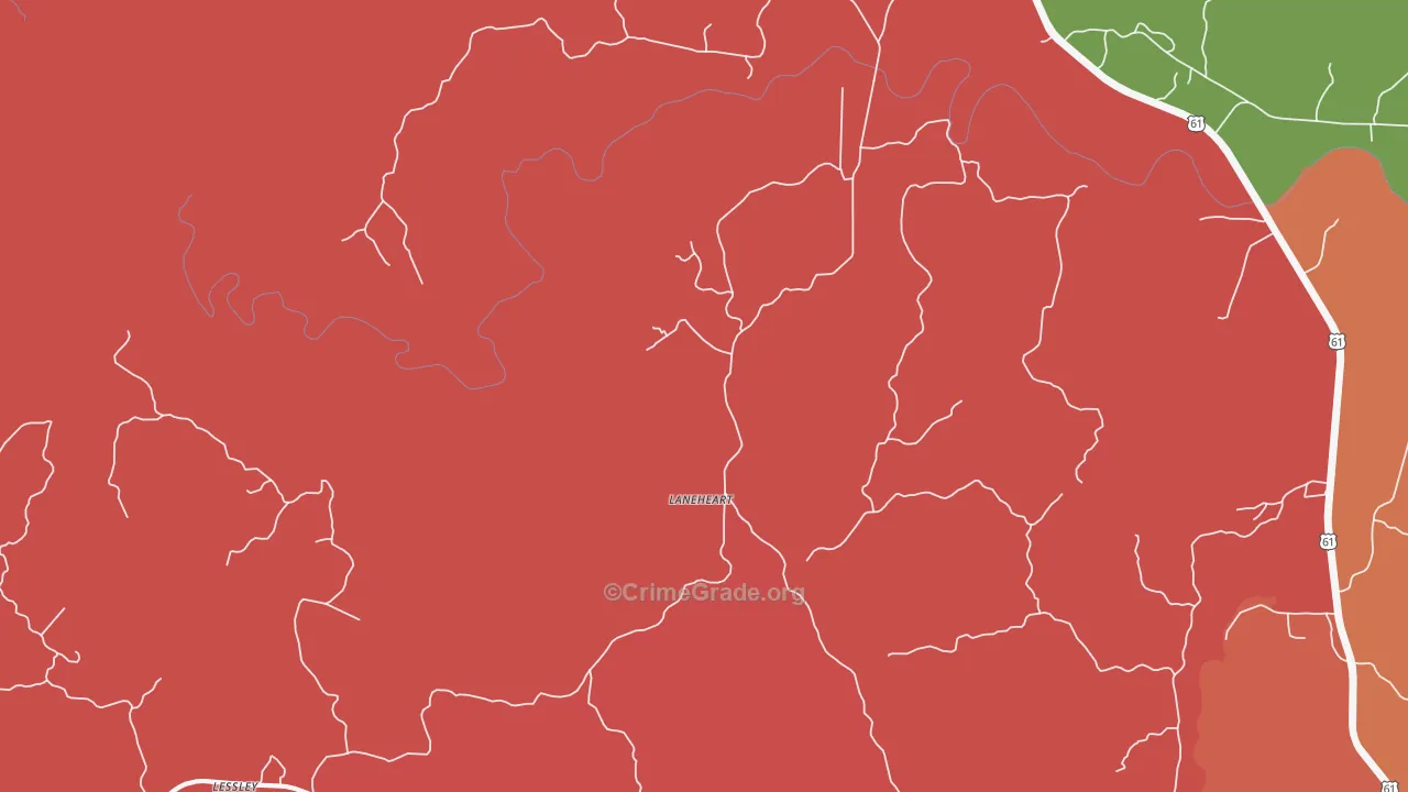 Laneheart, MS Map of Drug-Related Crime Rates
