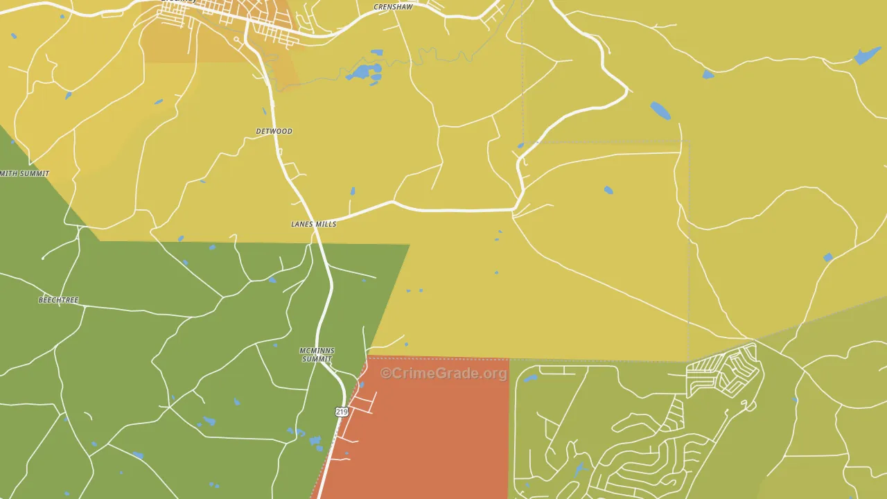 Lanes Mills, PA Map of Drug-Related Crime Rates
