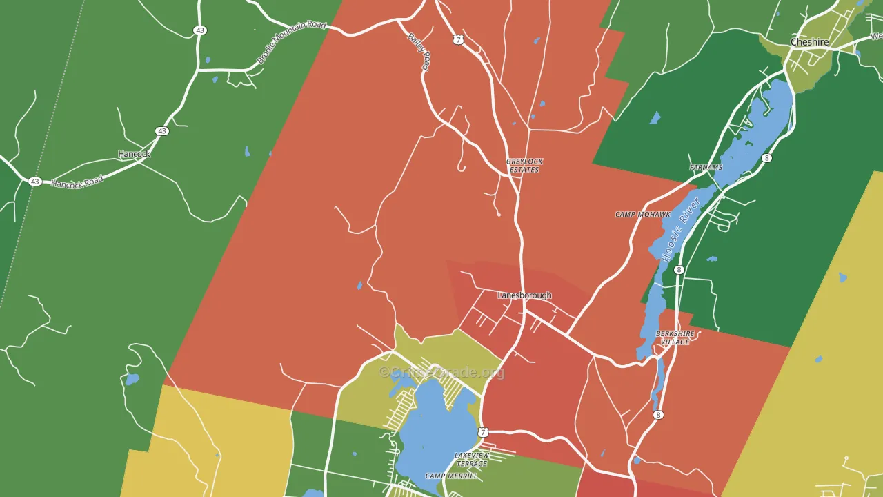 Lanesboro, MA Map of Drug-Related Crime Rates