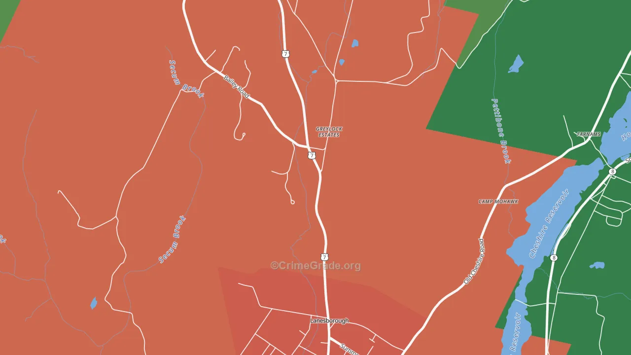 Lanesborough, MA Map of Drug-Related Crime Rates