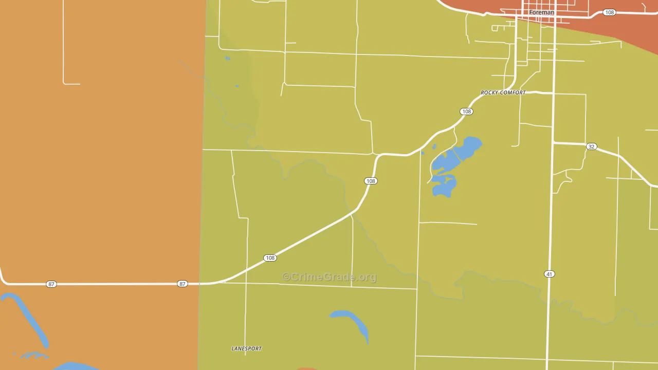 Lanesport, AR Map of Drug-Related Crime Rates