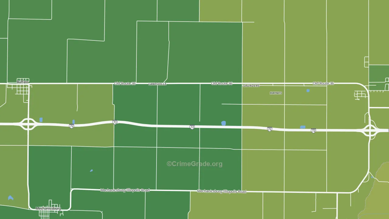 Lanesville, IL Map of Drug-Related Crime Rates