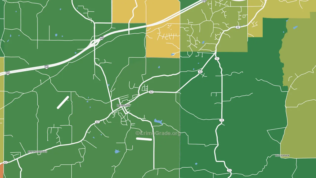 Lanesville, IN Map of Drug-Related Crime Rates