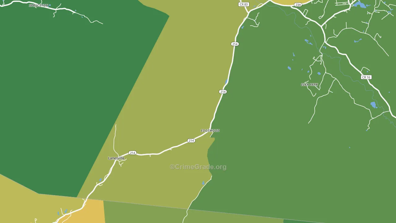 Lanesville, NY Map of Drug-Related Crime Rates