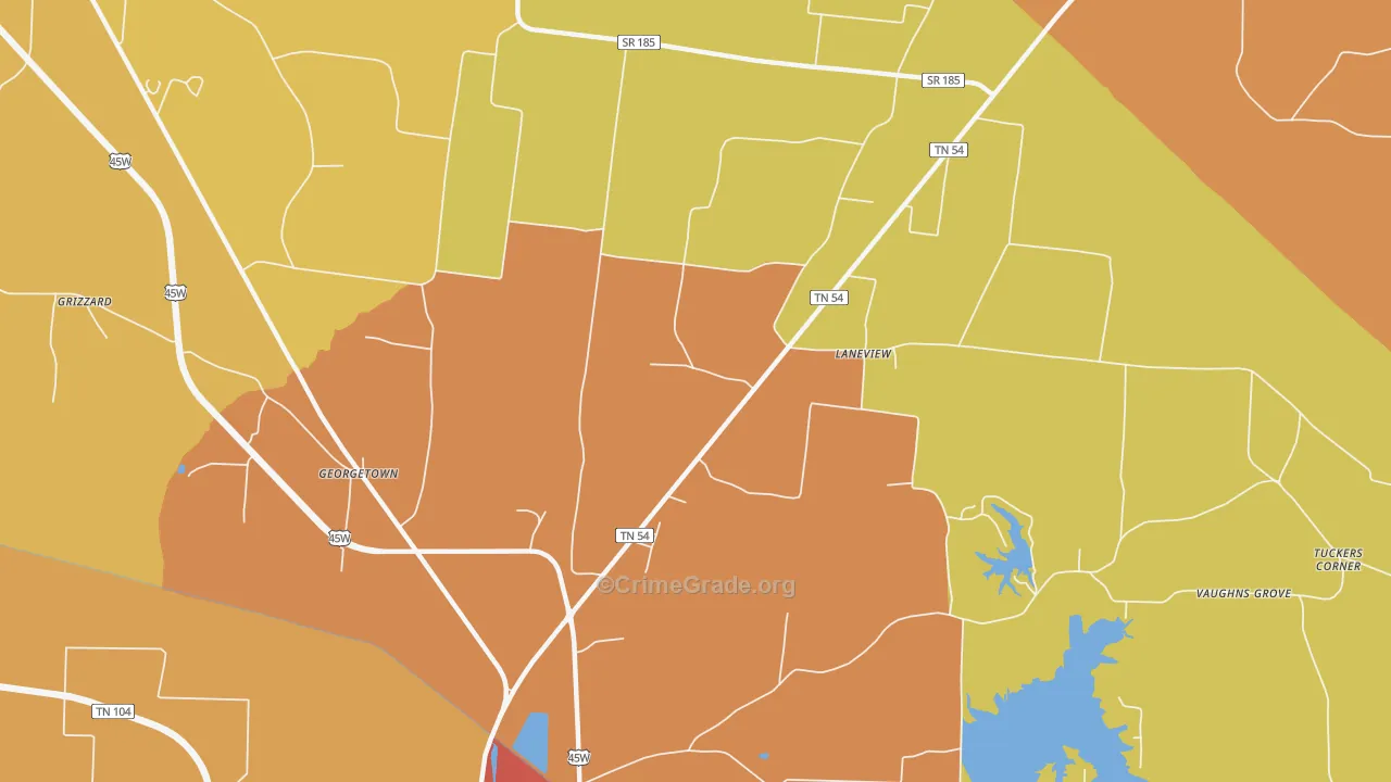 Laneview, TN Map of Drug-Related Crime Rates