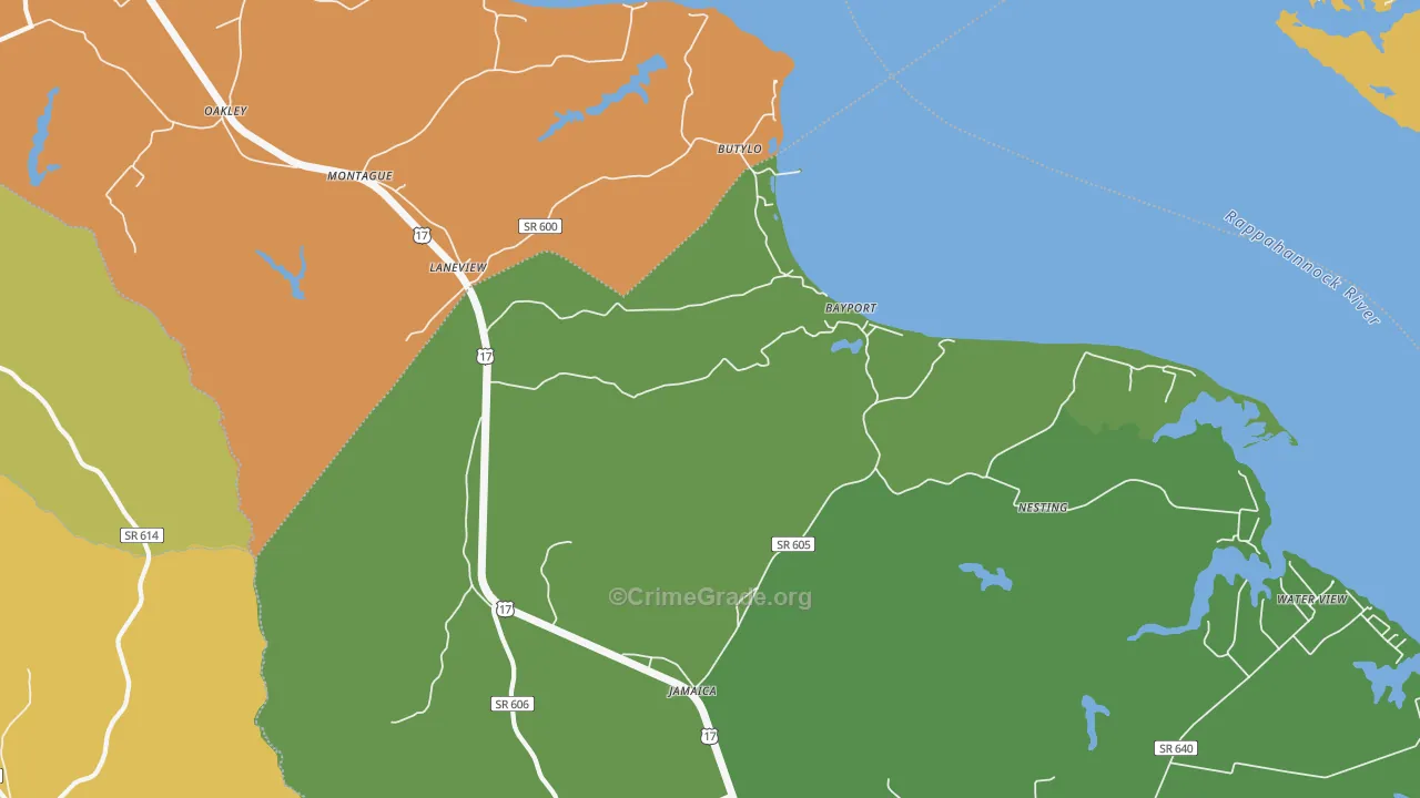 Laneview, VA Map of Drug-Related Crime Rates