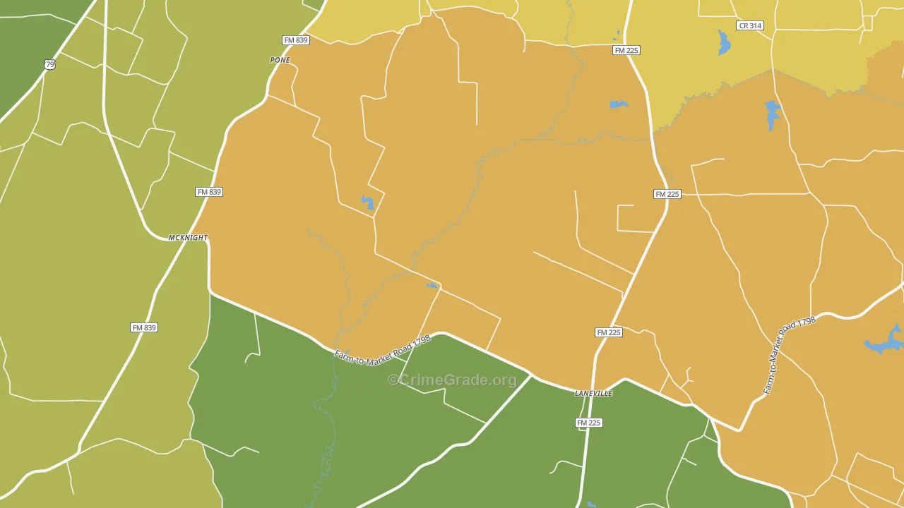 Laneville, TX Map of Drug-Related Crime Rates