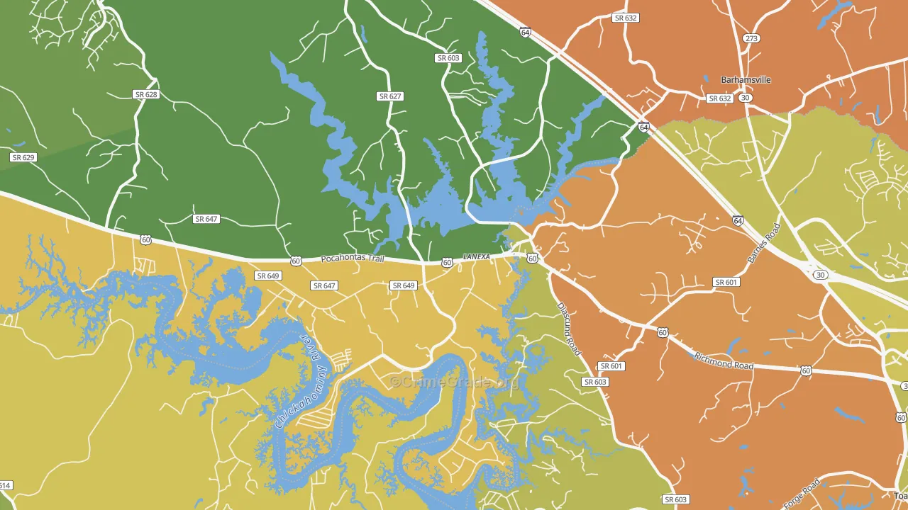 Lanexa, VA Map of Drug-Related Crime Rates