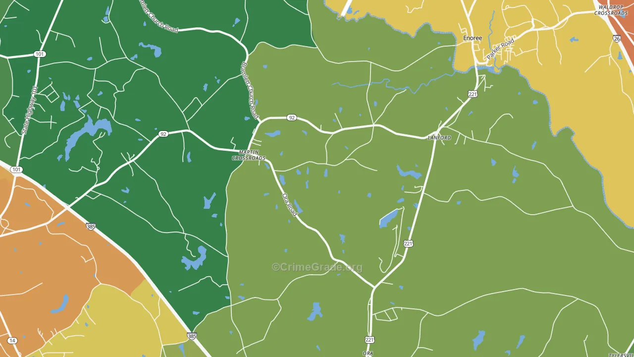 Lanford, SC Map of Drug-Related Crime Rates
