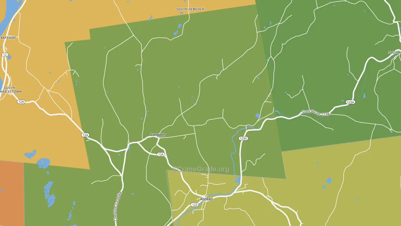 Langdon, NH Map of Drug-Related Crime Rates