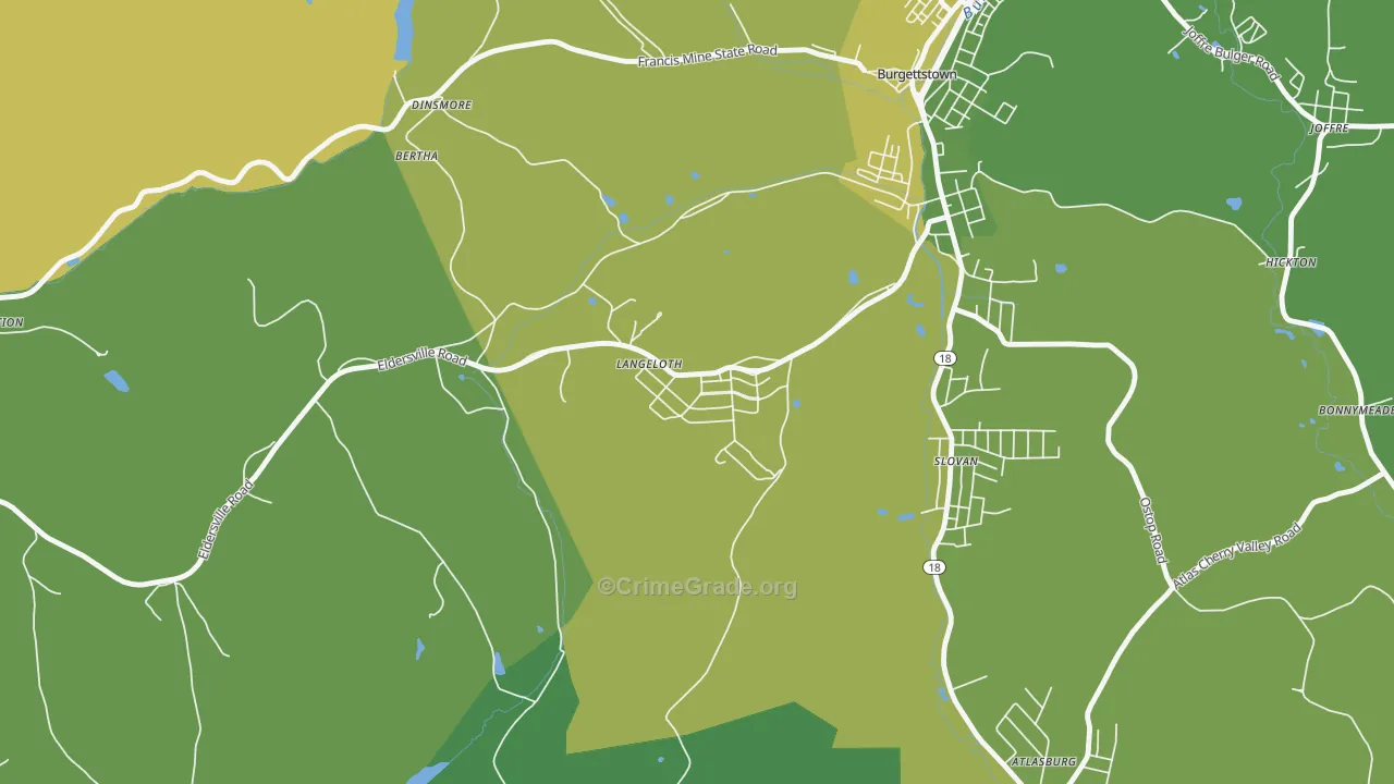 Langeloth, PA Map of Drug-Related Crime Rates