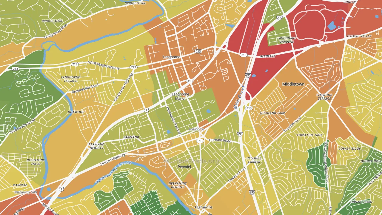 Langhorne Manor, PA Map of Drug-Related Crime Rates