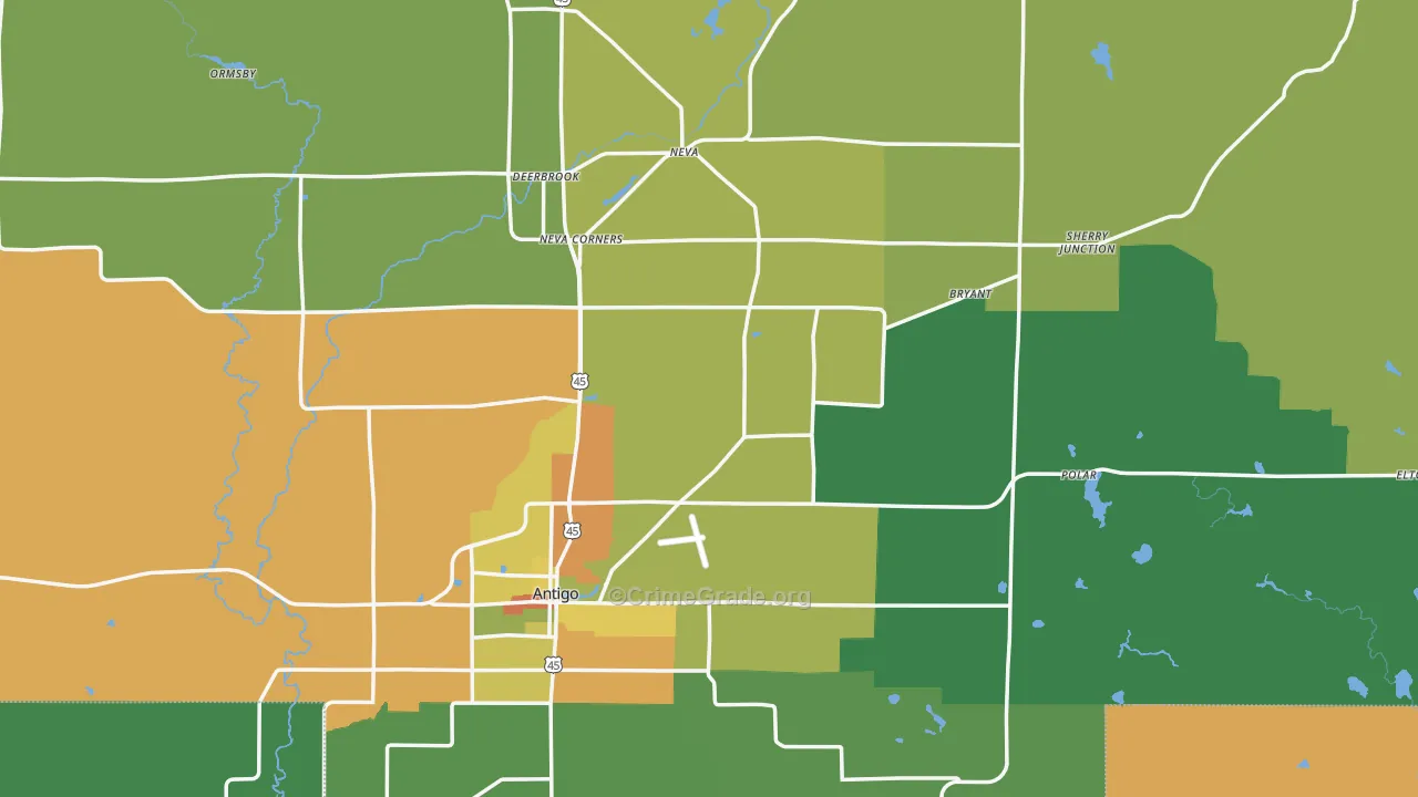 Langlade County, WI Map of Drug-Related Crime Rates