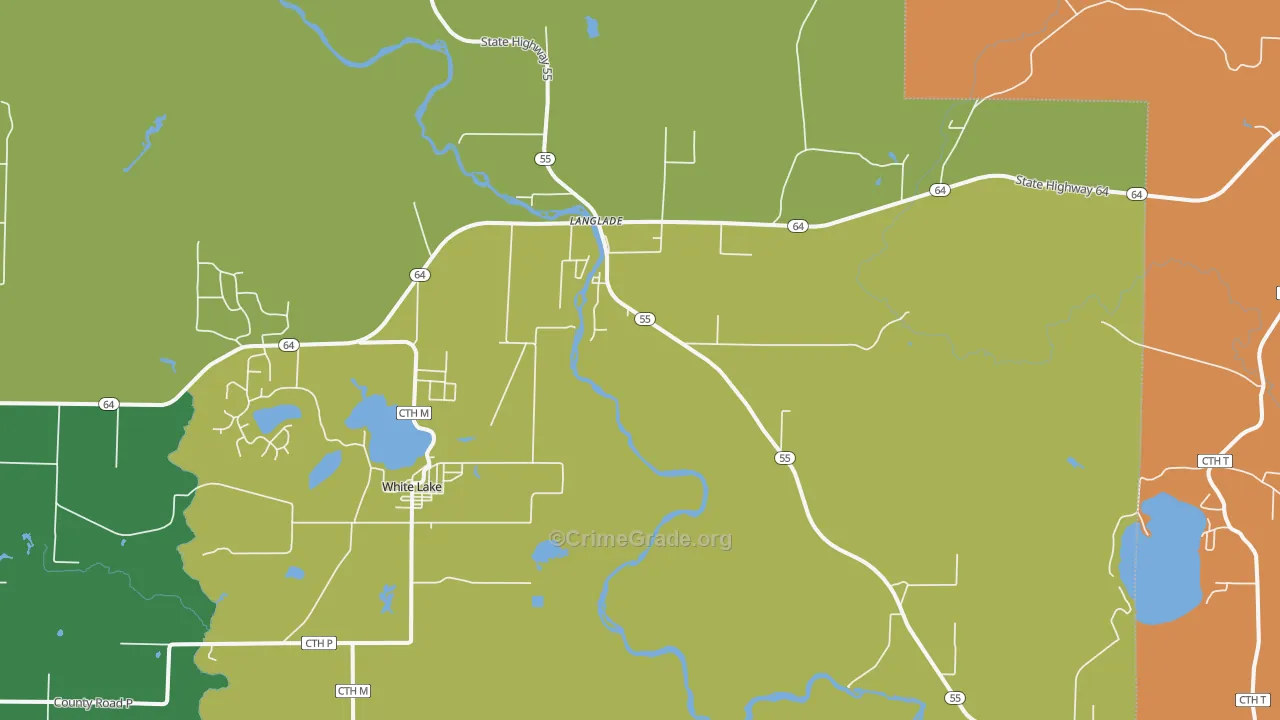 Langlade, WI Map of Drug-Related Crime Rates