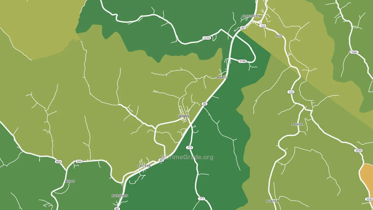 Langley, KY Map of Drug-Related Crime Rates