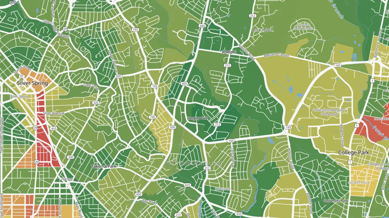 Langley Park, Hyattsville, MD Map of Drug-Related Crime Rates