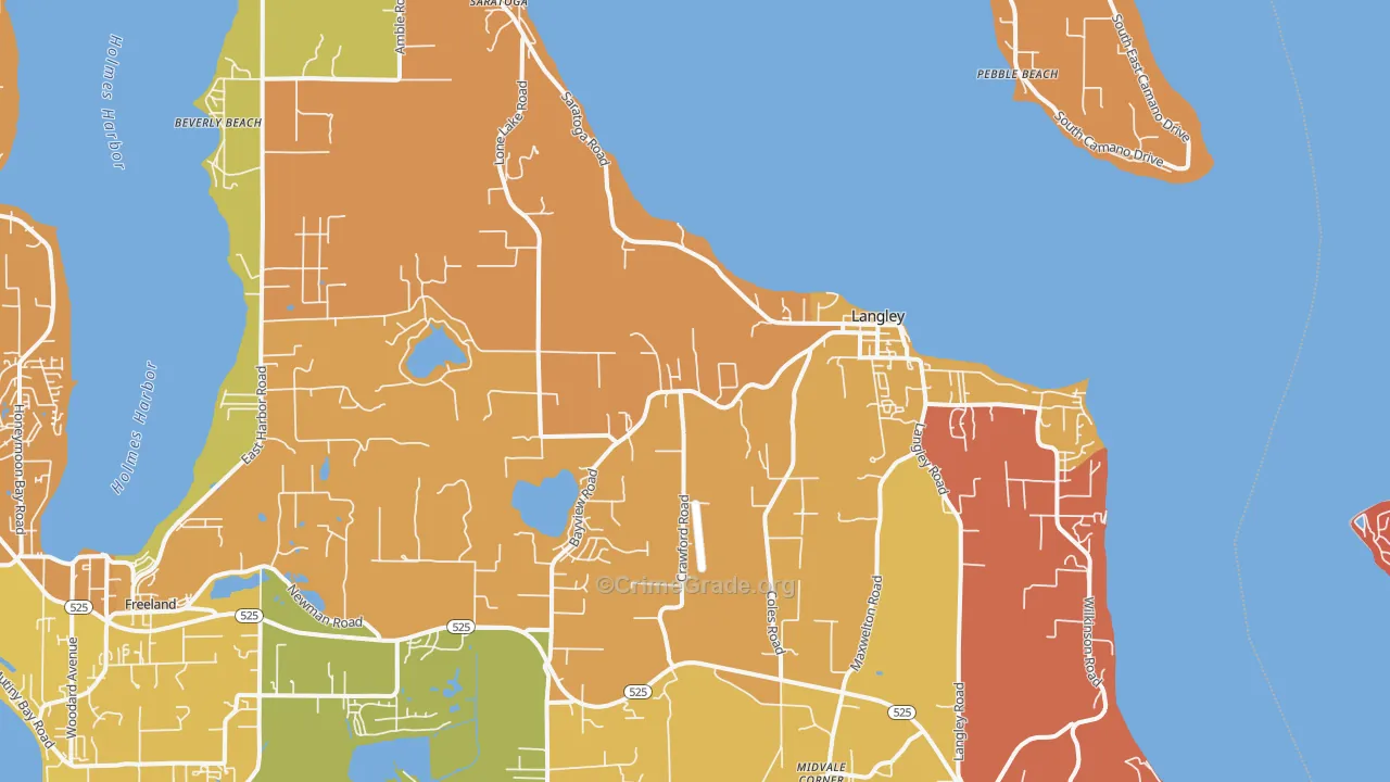 Langley, WA Map of Drug-Related Crime Rates