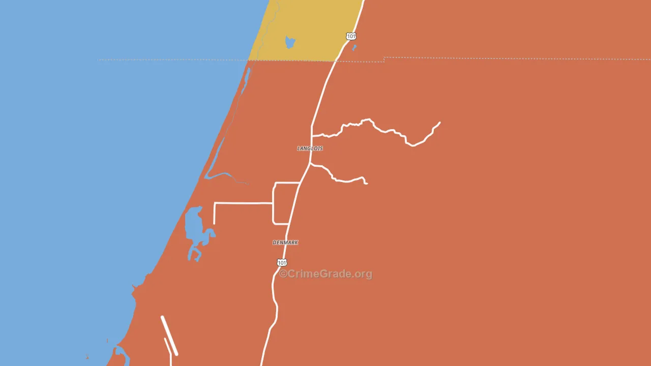Langlois, OR Map of Drug-Related Crime Rates