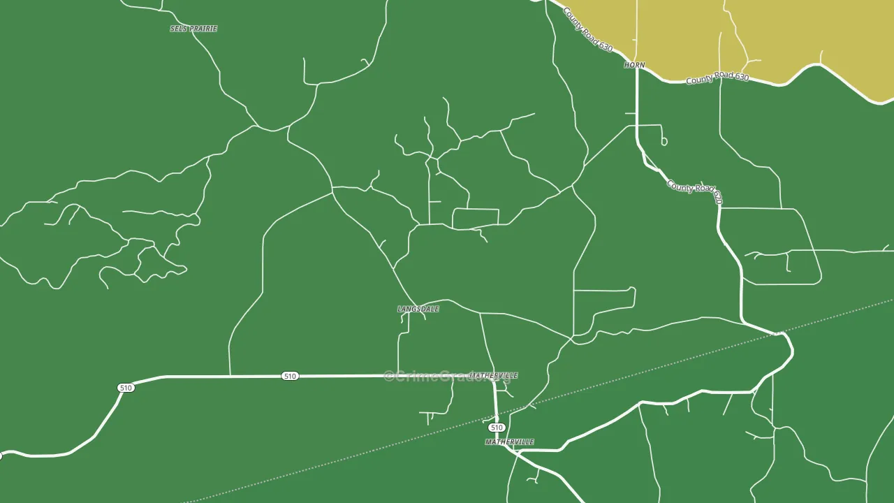 Langsdale, MS Map of Drug-Related Crime Rates