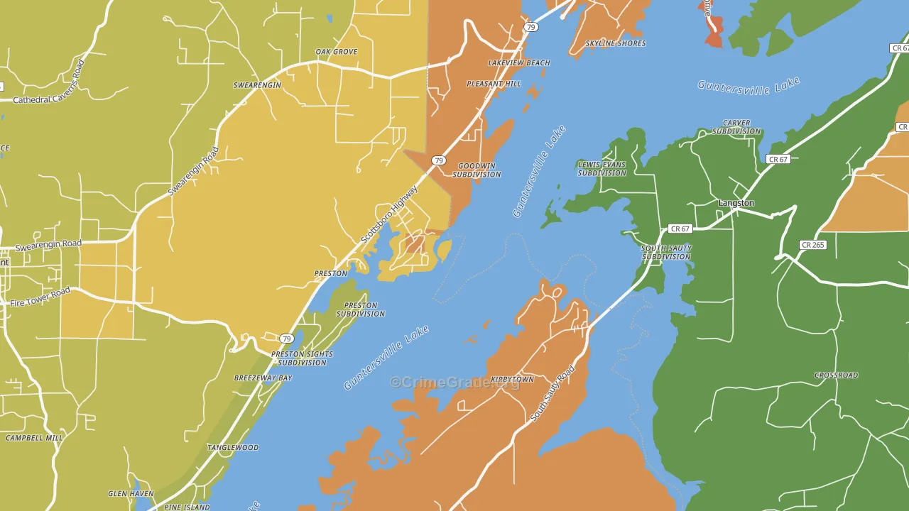 Langston, AL Map of Drug-Related Crime Rates