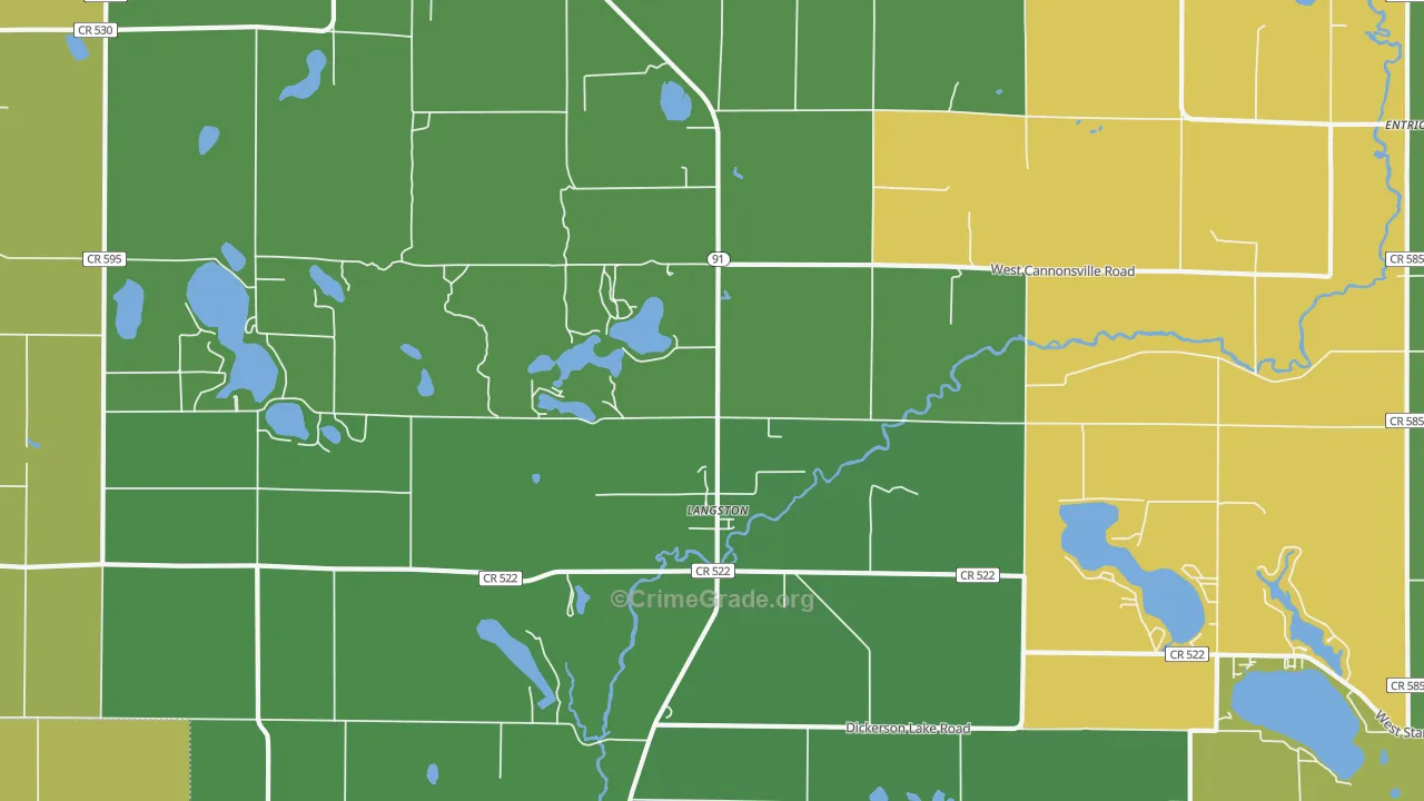 Langston, MI Map of Drug-Related Crime Rates