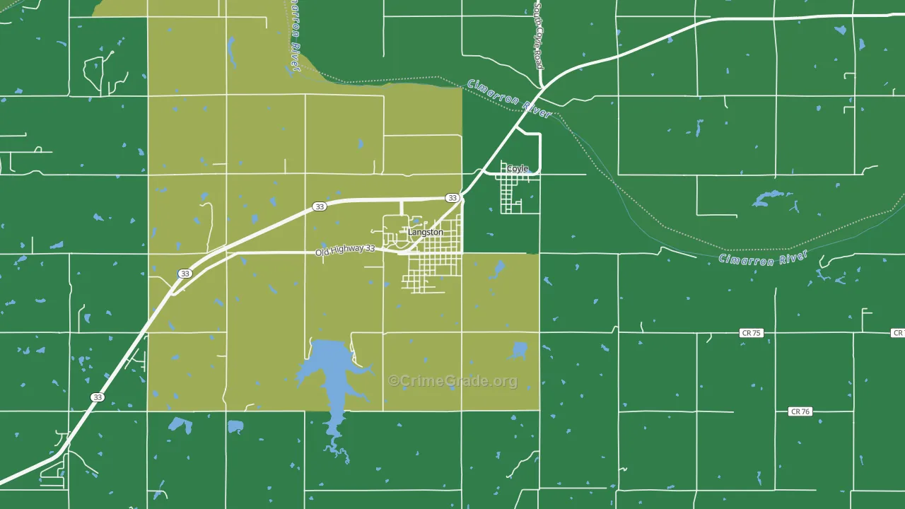 Langston, OK Map of Drug-Related Crime Rates