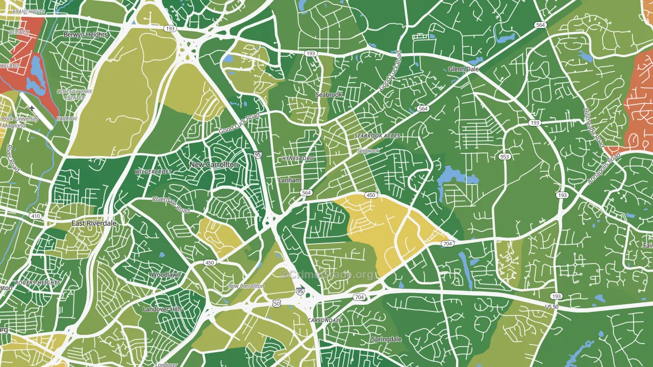 Lanham, MD Map of Drug-Related Crime Rates