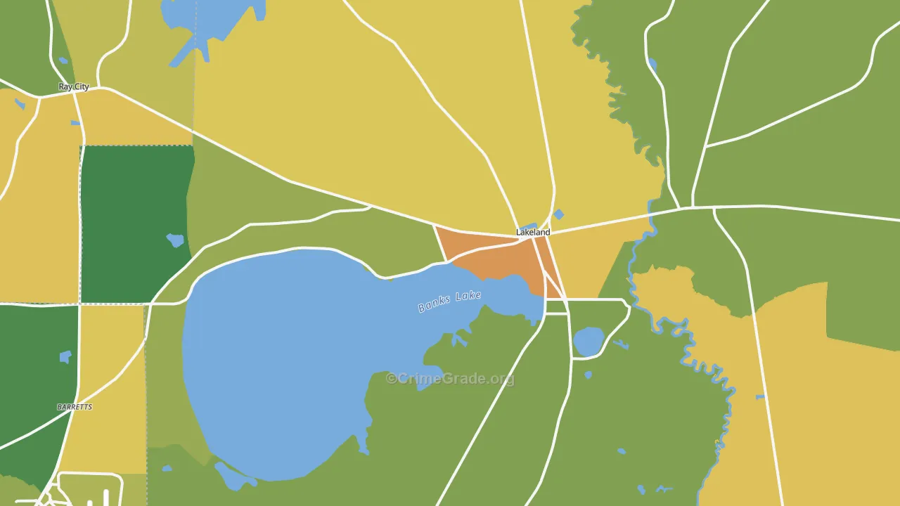 Lanier County, GA Map of Drug-Related Crime Rates