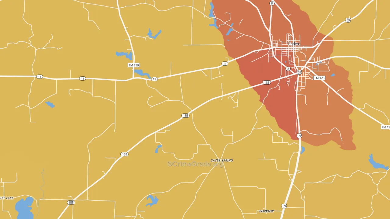 Lanier, TX Map of Drug-Related Crime Rates