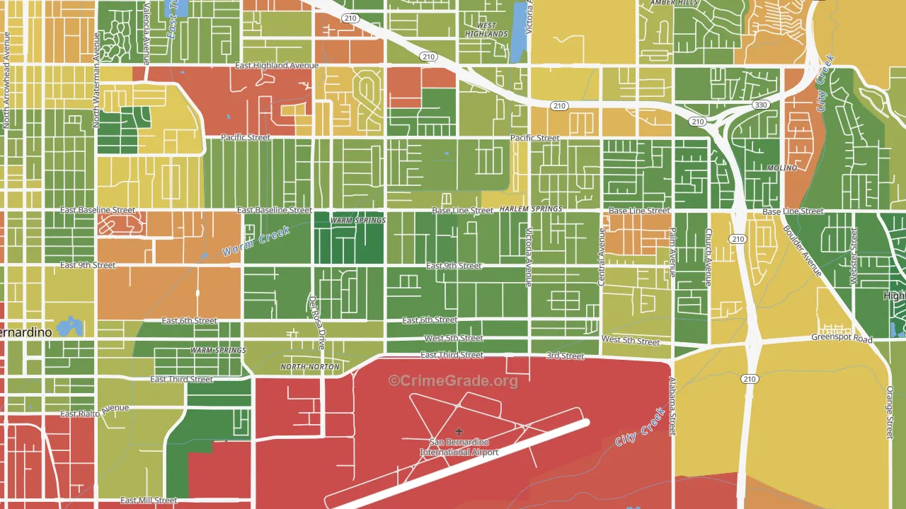 Lankershim, Highland, CA Map of Drug-Related Crime Rates