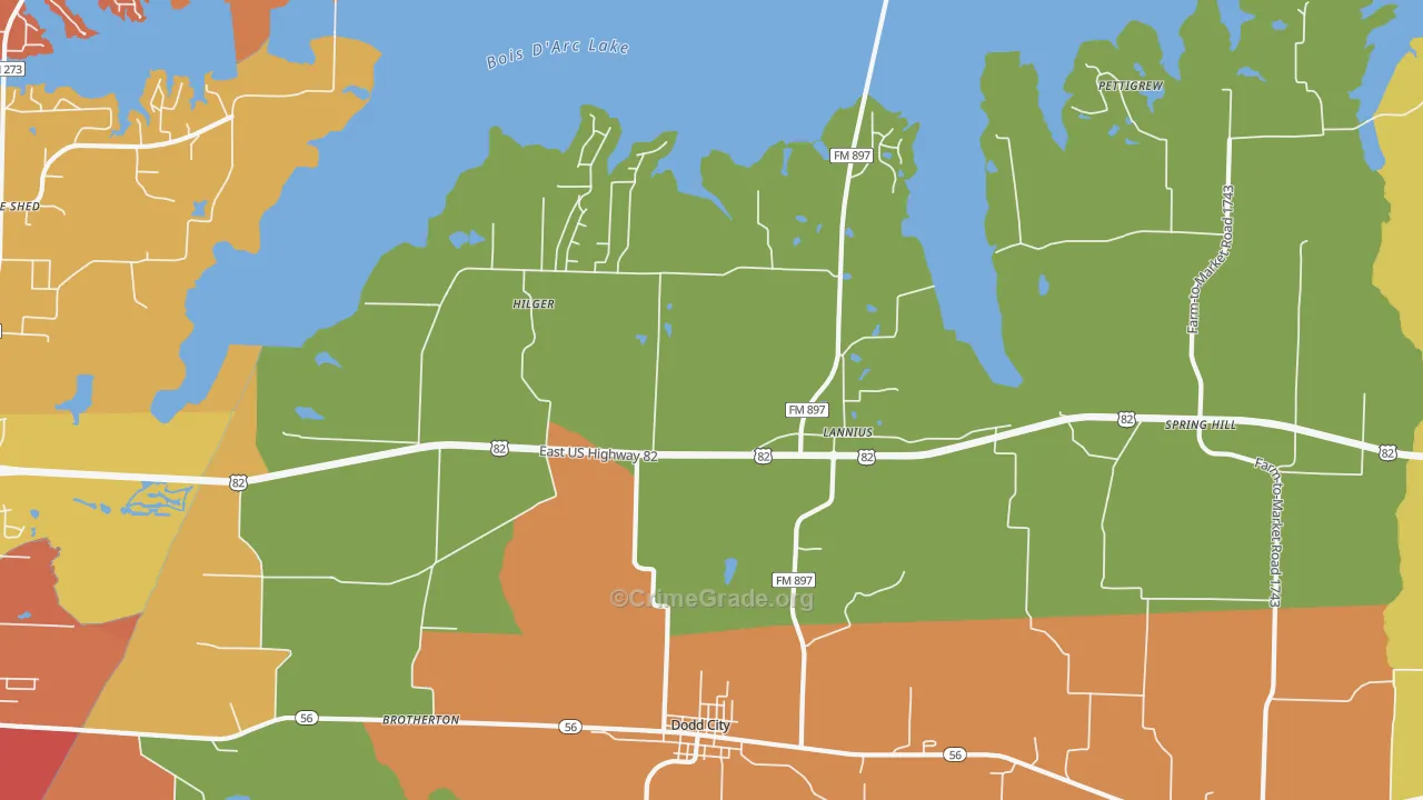 Lannius, TX Map of Drug-Related Crime Rates