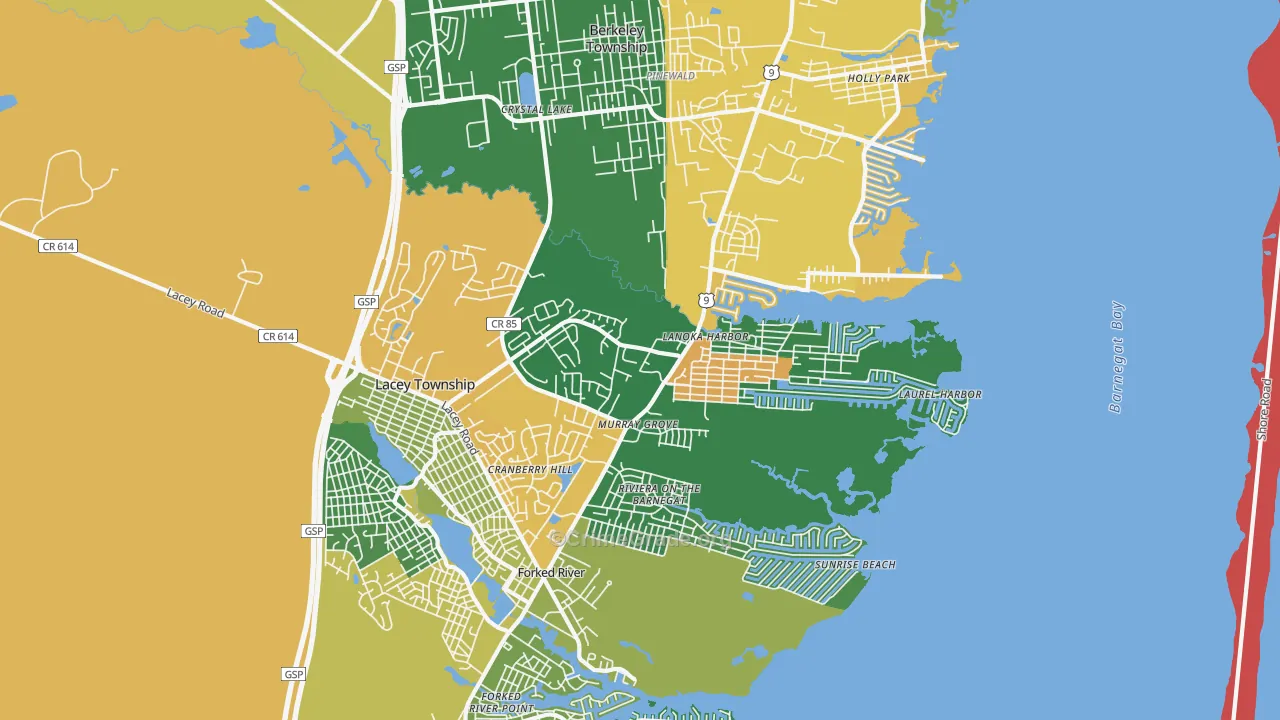 Lanoka Harbor, NJ Map of Drug-Related Crime Rates