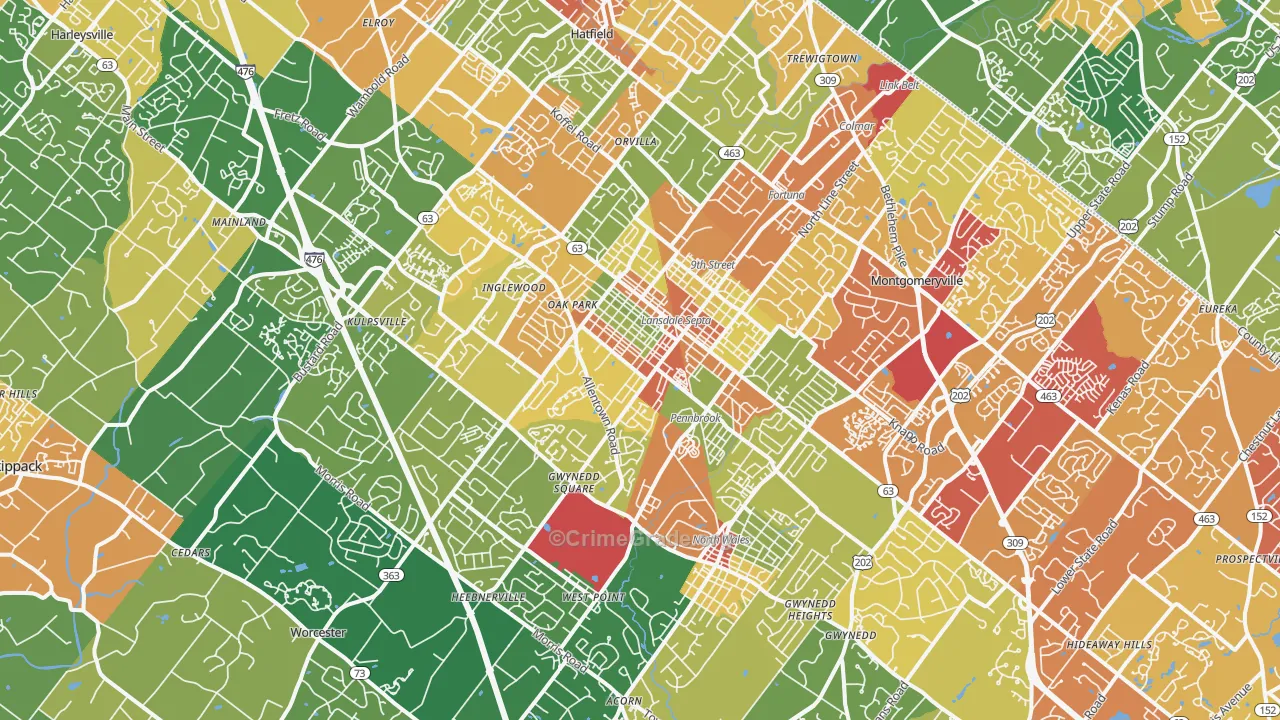 Lansdale, PA Map of Drug-Related Crime Rates