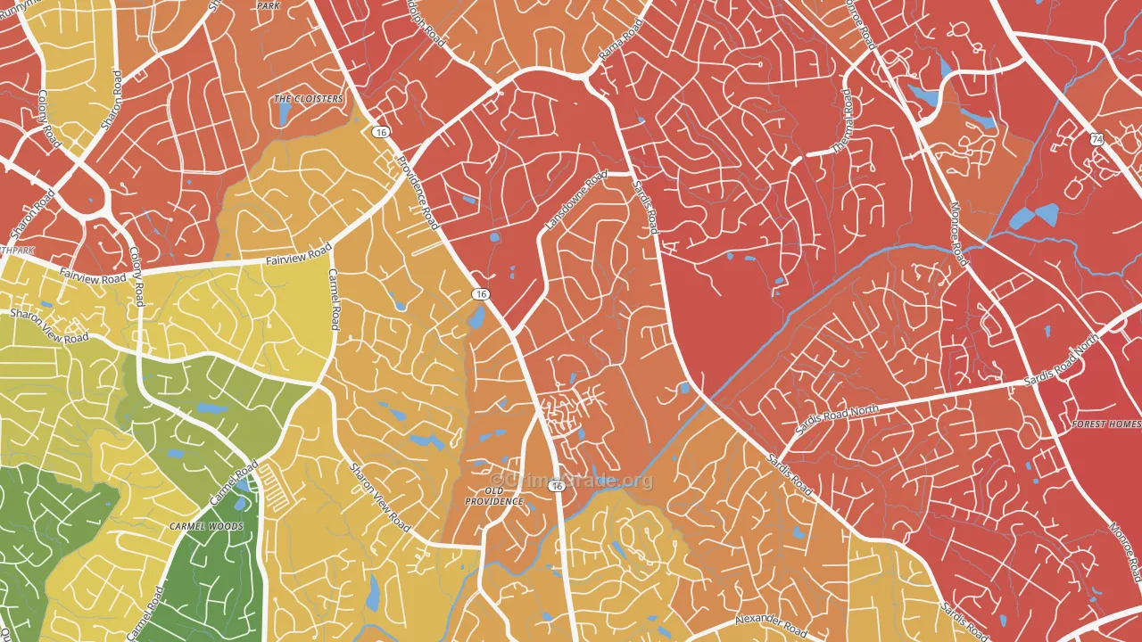 Lansdowne, Charlotte, NC Map of Drug-Related Crime Rates