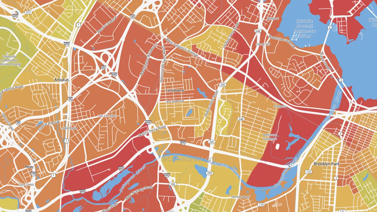 Lansdowne, MD Map of Drug-Related Crime Rates