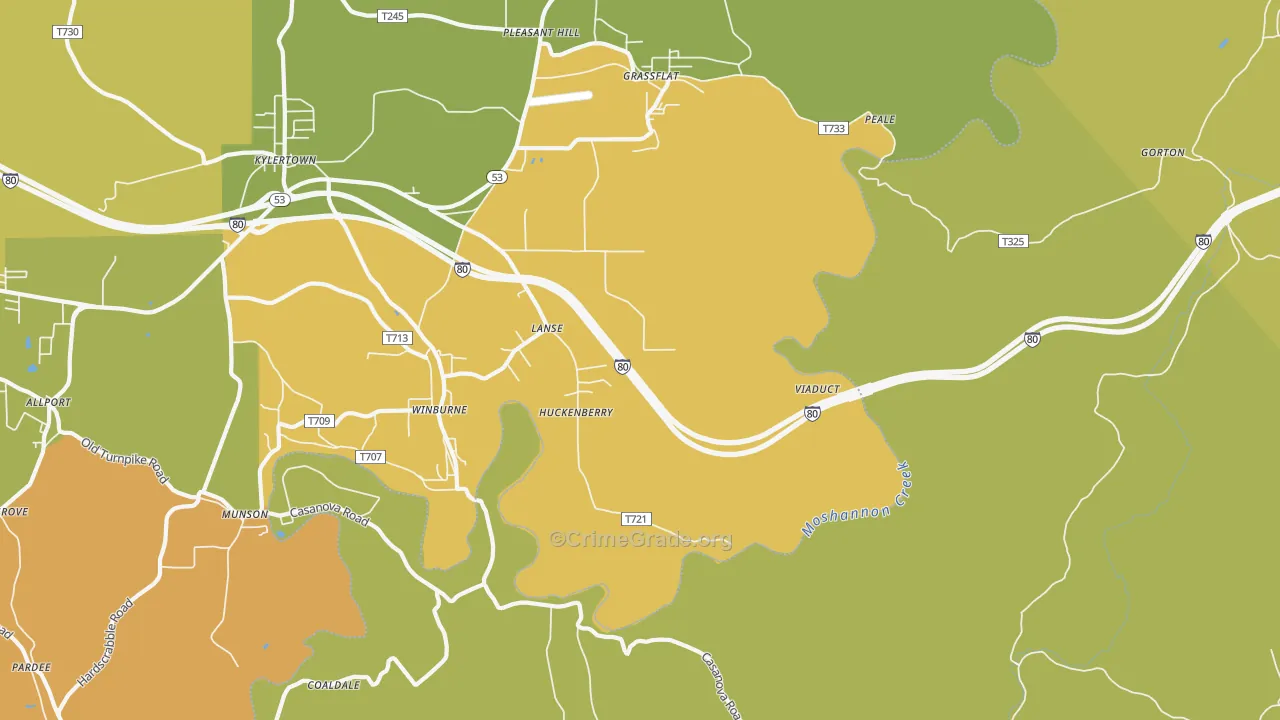 Lanse, PA Map of Drug-Related Crime Rates