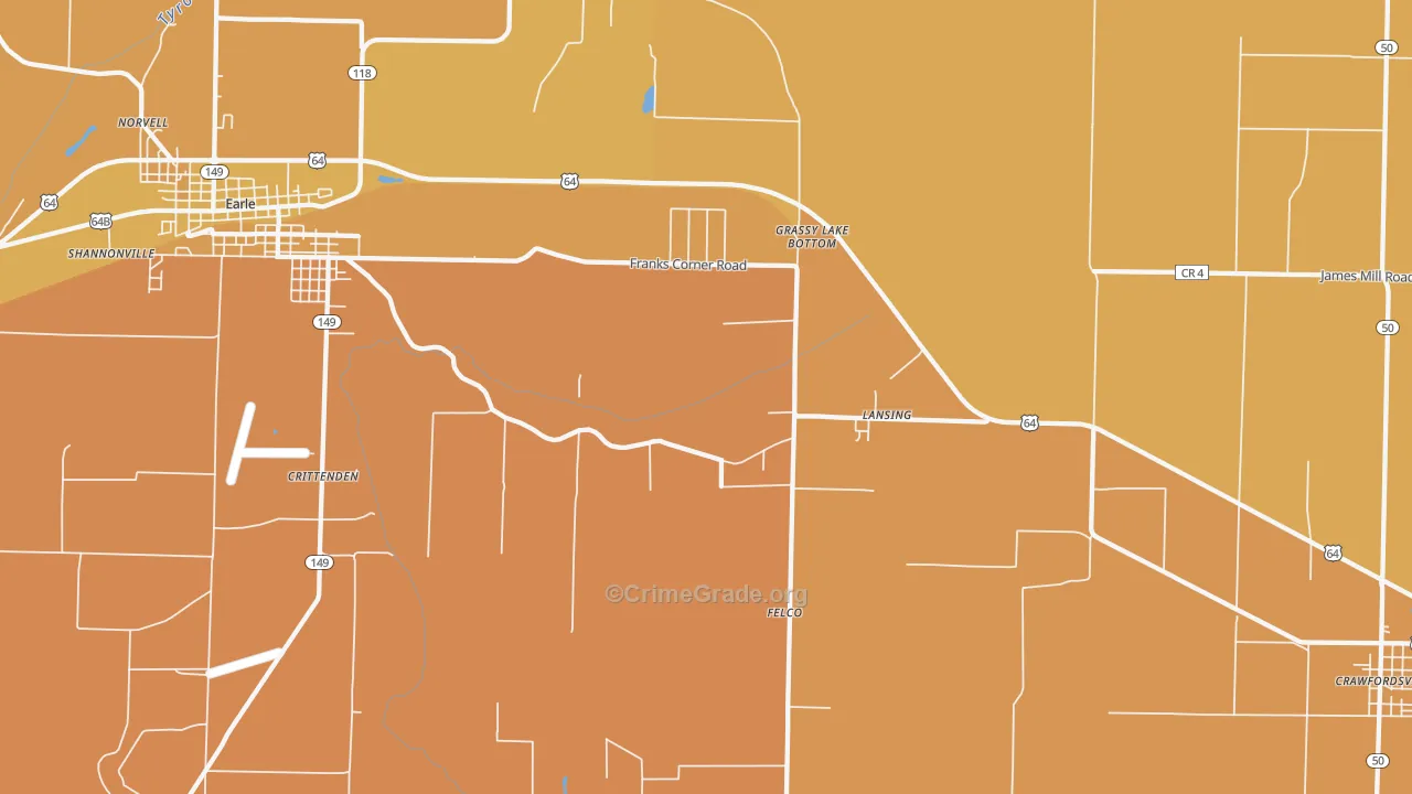 Lansing, AR Map of Drug-Related Crime Rates