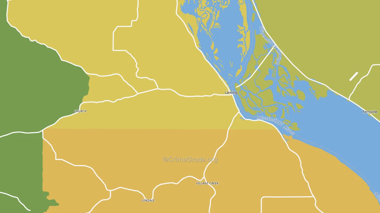 Lansing, IA Map of Drug-Related Crime Rates