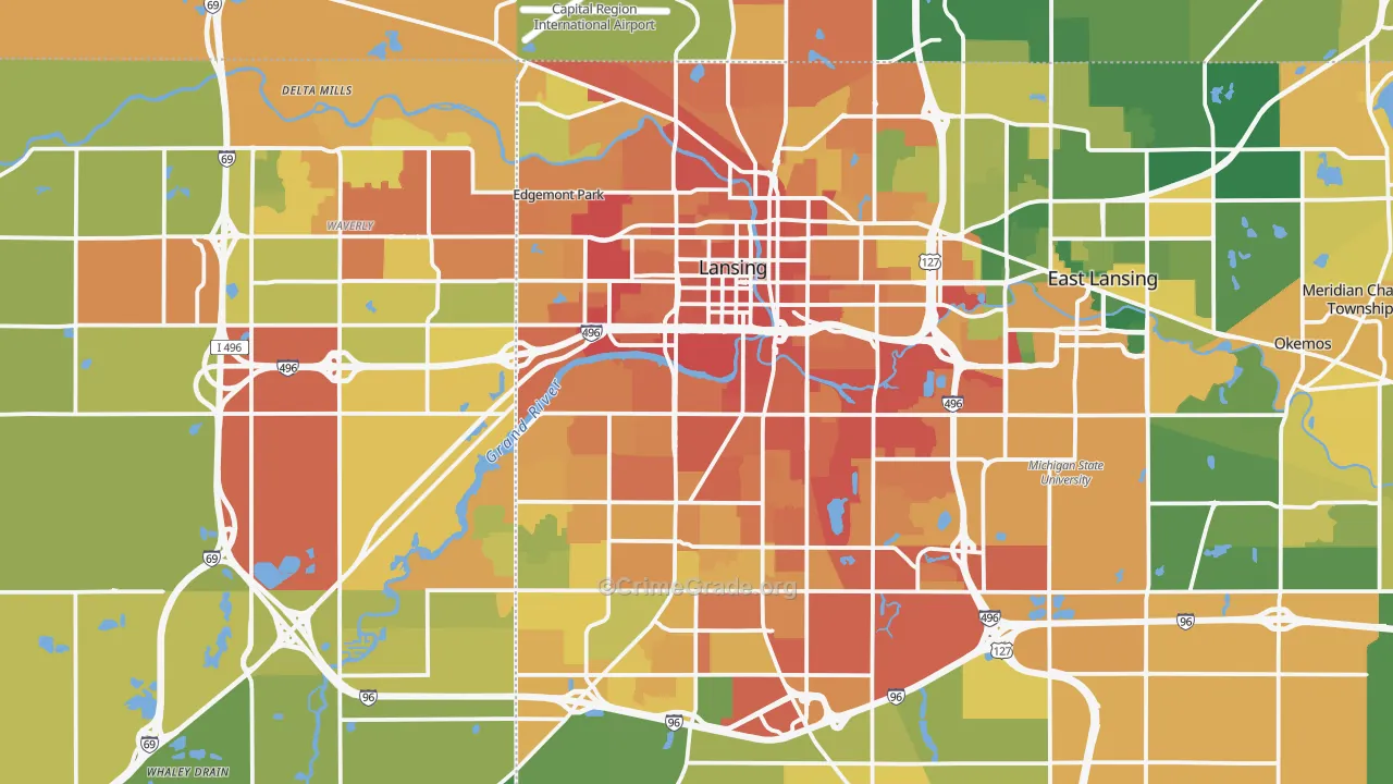 Lansing, MI Map of Drug-Related Crime Rates