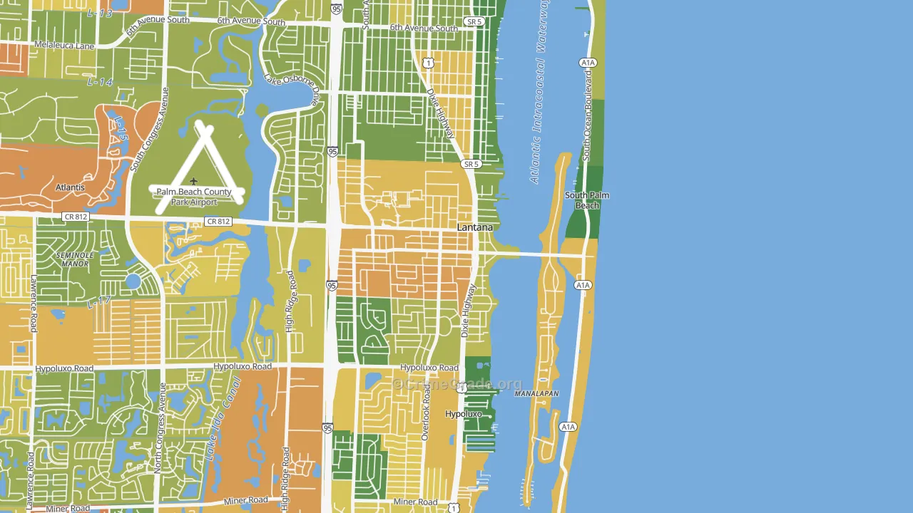 Lantana, FL Map of Drug-Related Crime Rates