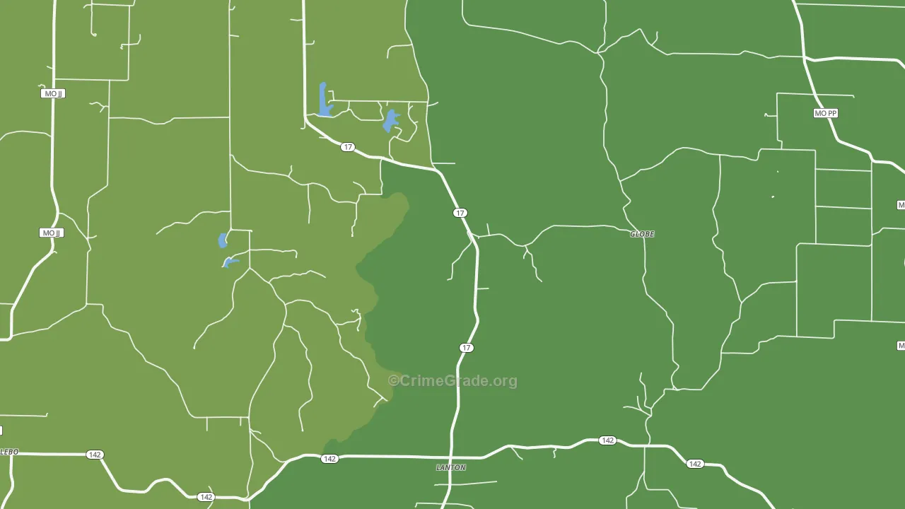 Lanton, MO Map of Drug-Related Crime Rates