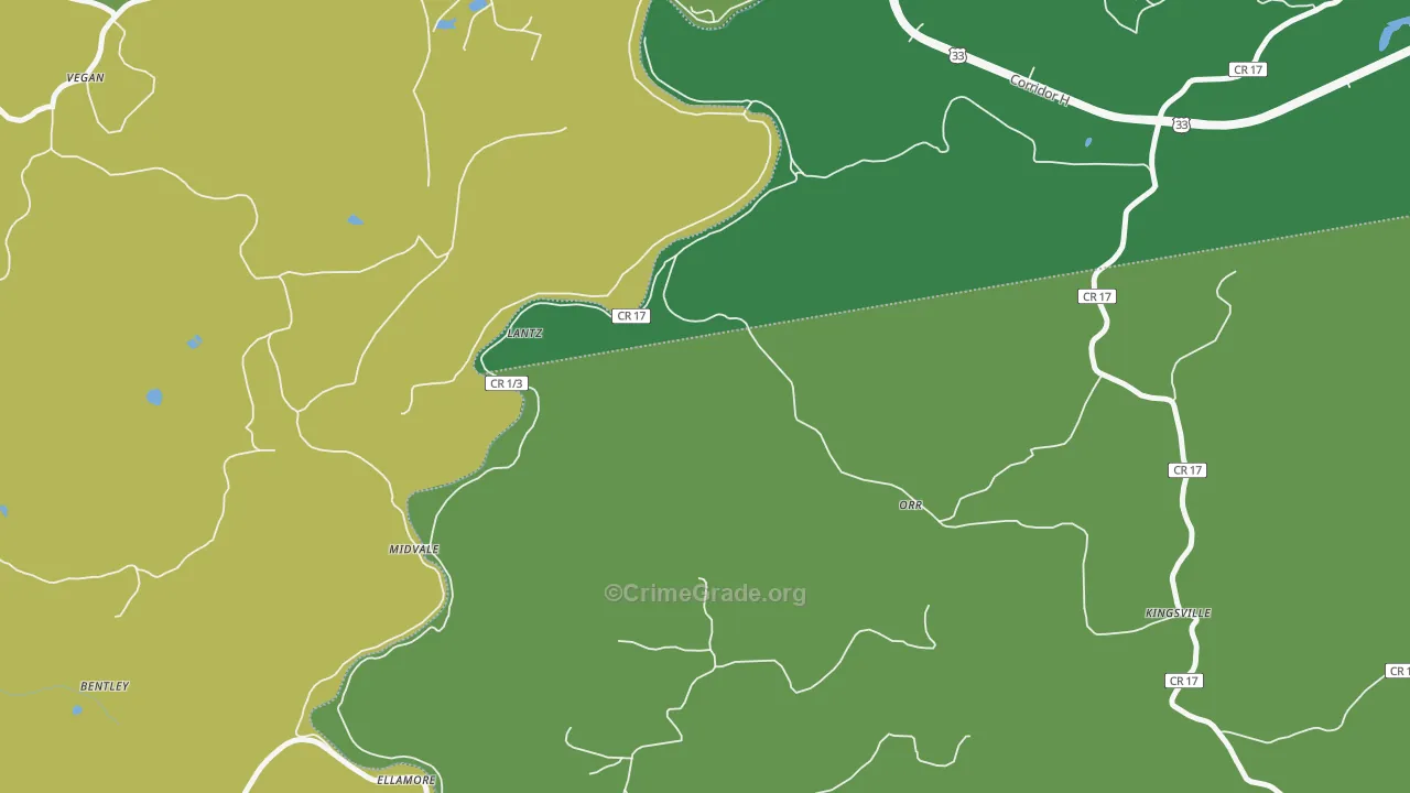 Lantz, WV Map of Drug-Related Crime Rates
