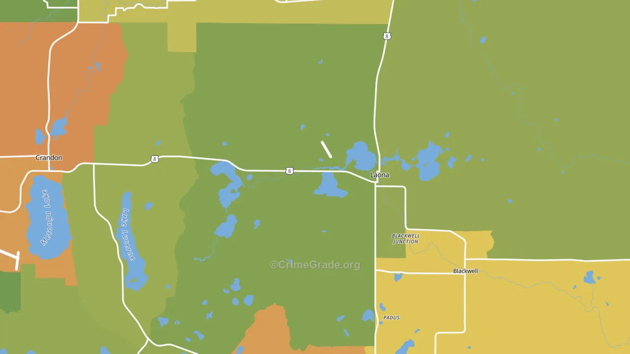 Laona, WI Map of Drug-Related Crime Rates